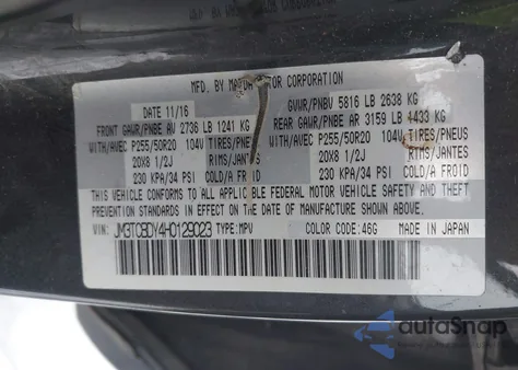 2017 Mazda Cx-9 Grand Touring from USA, damaged, VIN JM3TCBDY4H0129023